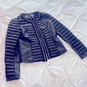 Leather jacket with glitter sparkle